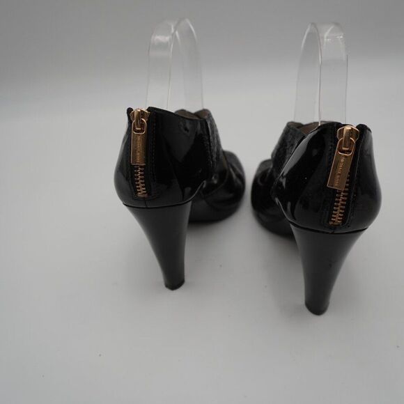 MICHAEL KORS BLACK SNAKE EMBOSSED LEATHER PEEP TOE WITH XCROSS DESIGN SIZE SZ 9. - Picture 3 of 8